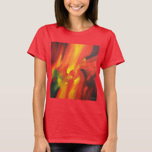 Camiseta Abstrato Verde Amarelo modelo Branco Elegante