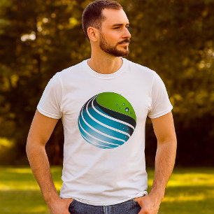 Camiseta Abstrato Verde e Azul Globo Moderno Terra