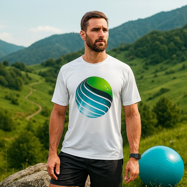 Camiseta Abstrato Verde e Azul Globo Moderno Terra (Criador carregado)