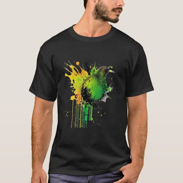 Camiseta Abstrato Water Color New Zelândia National Bird Ki (Frente)