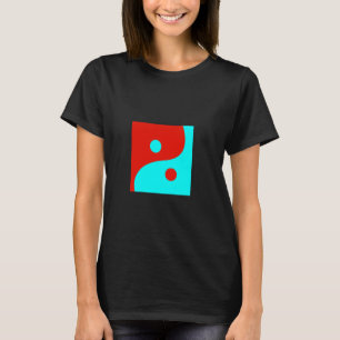 CAMISETA ABSTRATO YIN YANG RED E SÍMBOLO DE PAZ AQUA