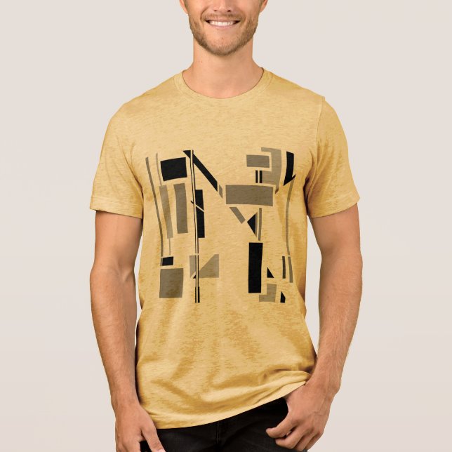 Camiseta Abstratos de Cinza preta eletrodos geométricos Des (Frente)