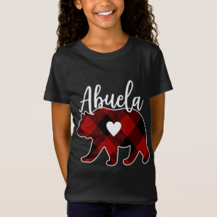 Camiseta Abuela Bear Natal Buffalo Xadrez Vermelho Branco e