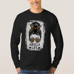 Camiseta Abuela Life Women Mensy Bun Leopard Decor Avó
