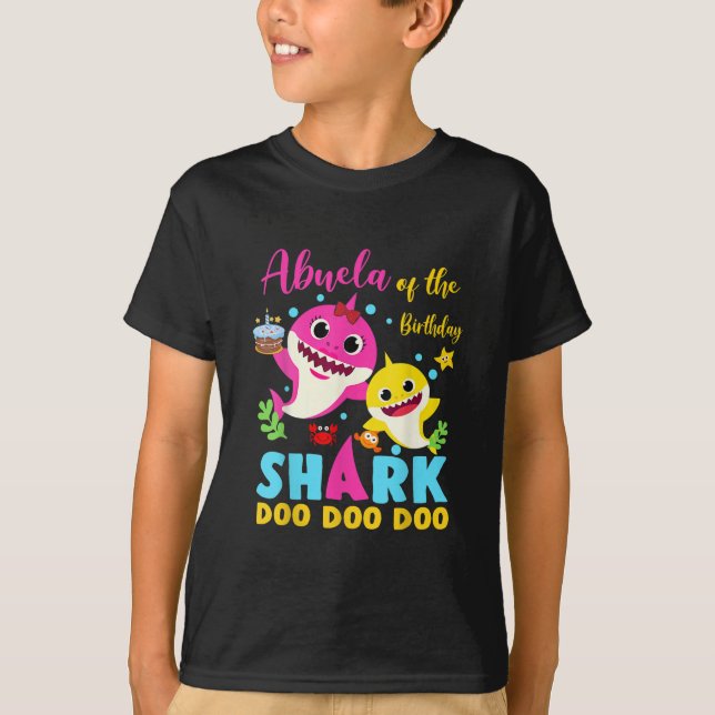 Camiseta Abuela Of The Birthday Shark Mom Matching Family  (Frente)