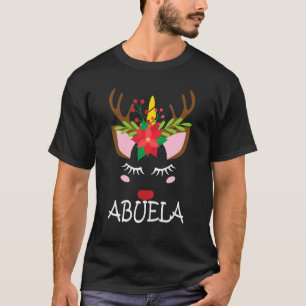 Camiseta Abuela Unicorn Face Reindeer Flower  Christmas Fam