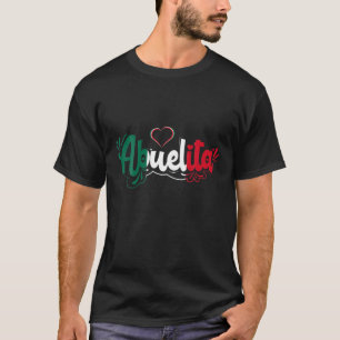 Camiseta Abuelita Mexico Flag Bandera Mulher de Arte Mexica