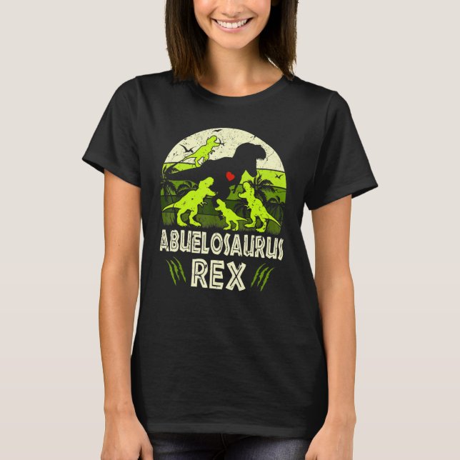 Camiseta Abuelo Dinossauro T Rex Abuelossauro 4 Crianças Fa (Frente)