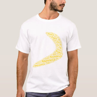 Camiseta abundância de bumerangue, paz, alegria