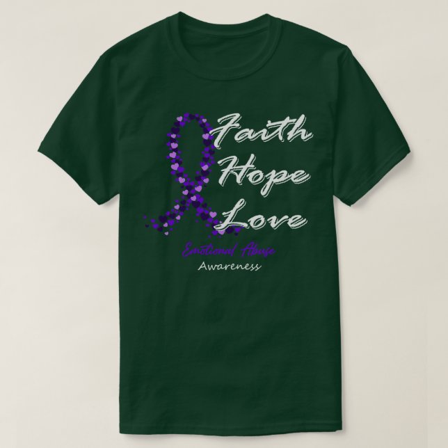 Camiseta Abuso Emocional Sensibilização Fé Esperança Amor N (Frente do Design)