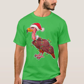 Camiseta Abutre de Luzes de Natal Vestindo Chapéu de Natal 