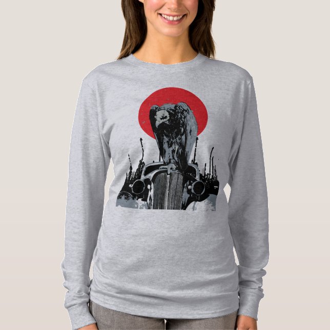 Camiseta Abutre em Carro Antigo com Sol Vermelho (Frente)