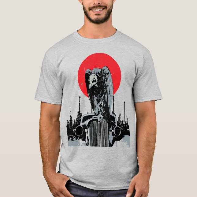 Camiseta Abutre em Carro Antigo com Sol Vermelho (Frente)