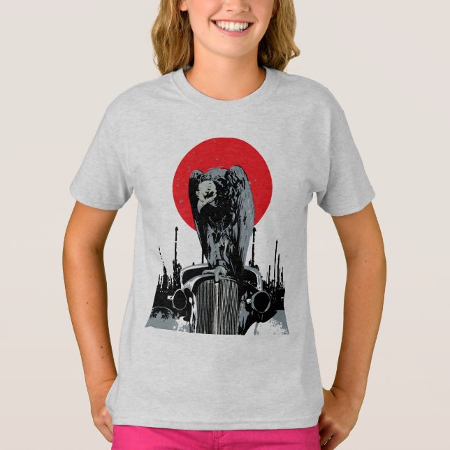 Camiseta Abutre em Carro vintage com Sol Vermelho (Frente)