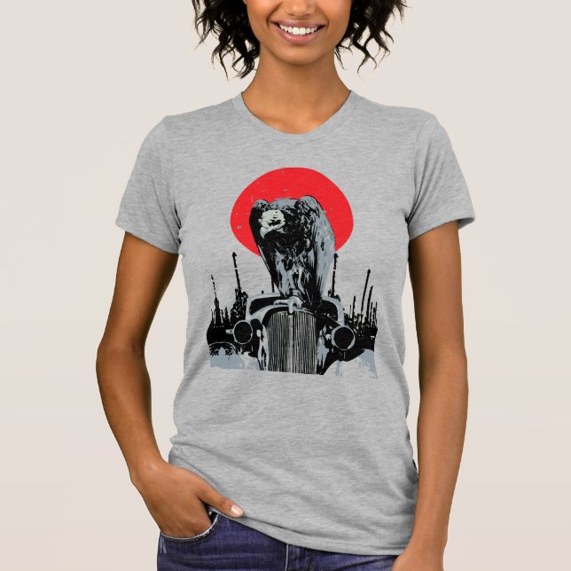 Camiseta Abutre em Carro vintage com Sol Vermelho (Frente)