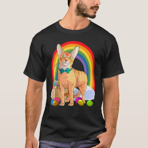 Camiseta Abyssinian Cat Easter Ovos Bunny Raglan