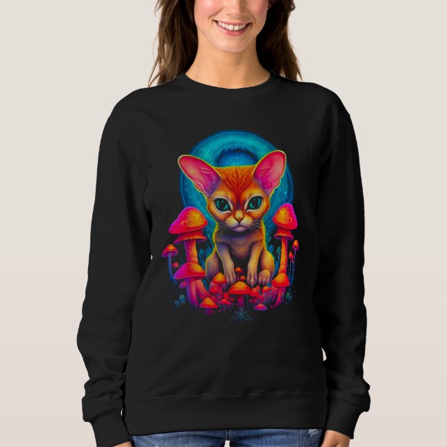 Camiseta Abyssinian Cat Psychedelic Mushroom (Frente)
