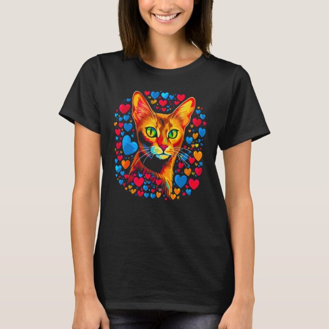 Camiseta Abyssinian Cat Red Blue (Frente)