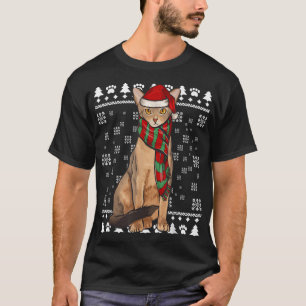 Camiseta Abyssinian Cat Santa Hat Natal Feio Natal