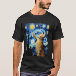 Camiseta Abyssinian Orange Cat Starry Night Painting
