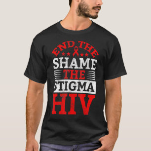 Camiseta Acabar com a vergonha do VIH Estigma Vermelha Fita