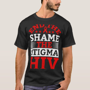 Camiseta Acabar com a vergonha do VIH Estigma Vermelha Fita