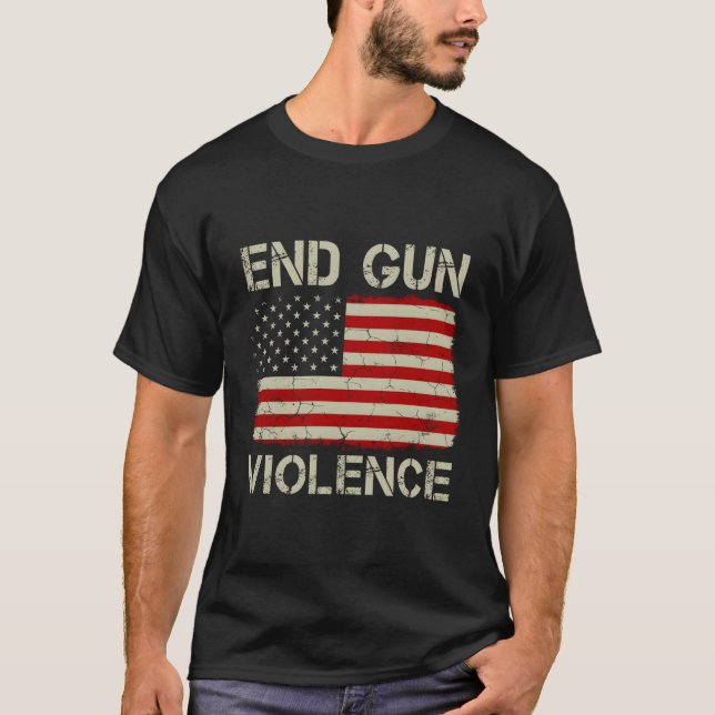 Camiseta Acabar com a violência contra as armas proteja nos (Frente)