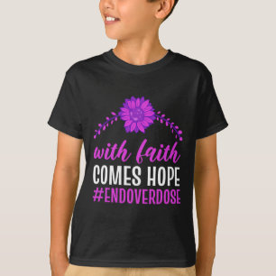 Camiseta Acabar Com Overdose Com Fé Vem Esperança Roxo Flor