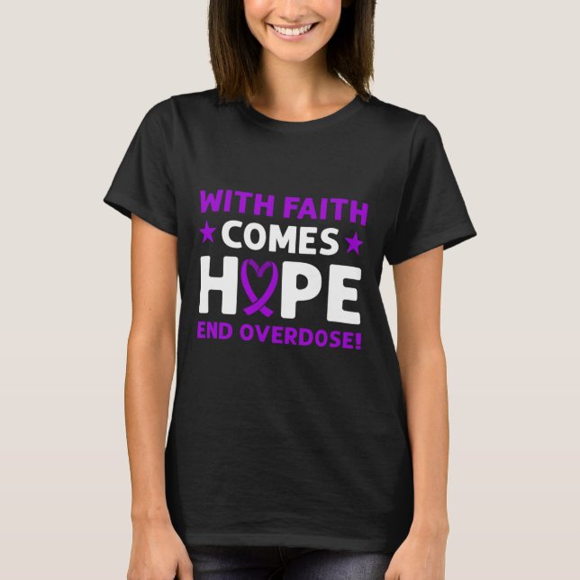 Camiseta Acabe com o Overdose! Laço Roxo. Conscientização s (Frente)