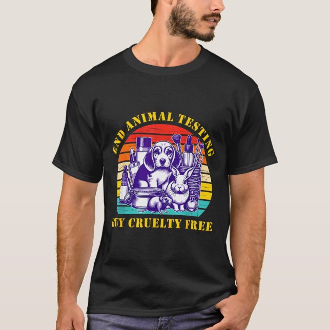Camiseta Acabe com os testes em animais compre veganismo co (Frente)