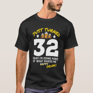 Camiseta Acabei De Virar 32 Cerveja Bebendo 32º Bebado de 