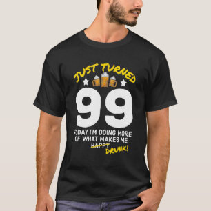 Camiseta Acabei de virar 99 Cerveja Bebendo 99º Bebado de a