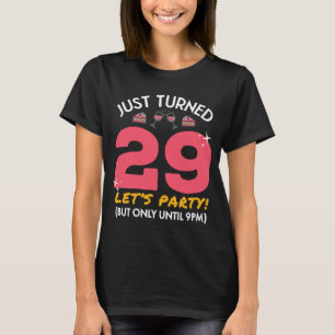 Camiseta Acabou de fazer 29 festas até às 29h29th Aniversár