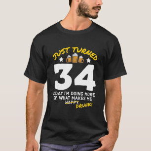 Camiseta Acabou De Virar 34 Cervejas Bebendo 34º Bebado De