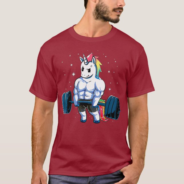 Camiseta Academia de Trabalho Engraçado de Unicórnio (Frente)