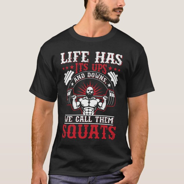 Camiseta Academia de Treinamento de Vida com Agachamentos (Frente)