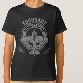 Camiseta Academia de Voos Personalizada de Avião Antigo Pil