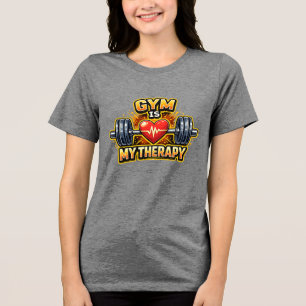 Camiseta Academia É Minha Terapia Gráfico de Treinamento Fe
