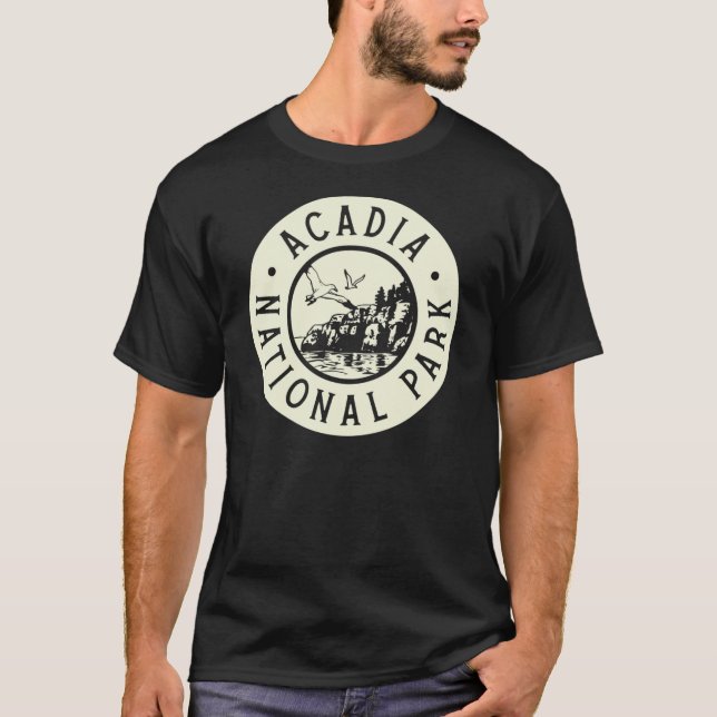 Camiseta Acadia National Park Circle Birds Tan (Frente)