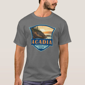 Camiseta Acadia National Park Illustration Viagem Retro Bad
