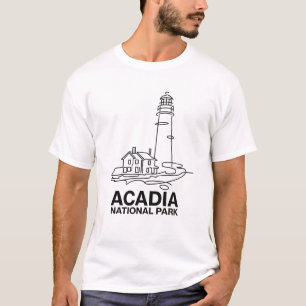 Camiseta Acadia National Park Lighthouse Line Art