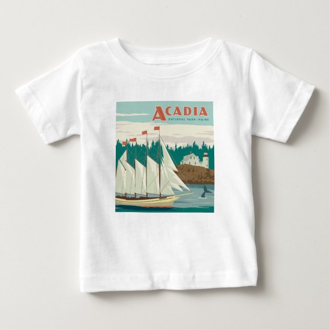 Camiseta Acadia National Park, Maine | Embarcação de vela e (Frente)