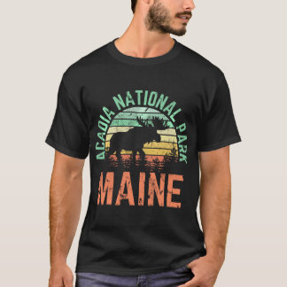Camiseta Acadia National Park Maine Moose Hiking Retro Suns