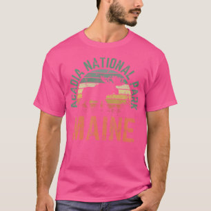 Camiseta Acadia National Park Maine Moose Hiking Retro Suns