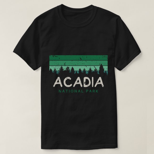 Camiseta Acadia National Park Vintage Souvenir Maine ME (Frente do Design)