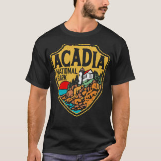 Camiseta Acadia National Park Vintage Style Crachá W Maine