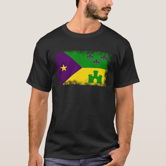 Camiseta Acadian Flag Cajun Mardi Gras Fat Tuesday Acadiana (Frente)