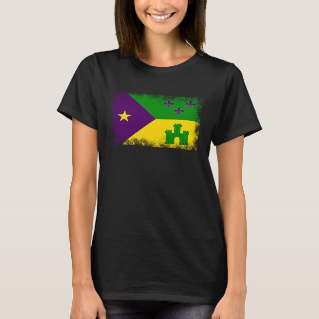 Camiseta Acadian Flag Cajun Mardi Gras Fat Tuesday Acadiana (Frente)