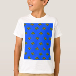Camiseta Açafrão Natalino padrão decorativo em azul   