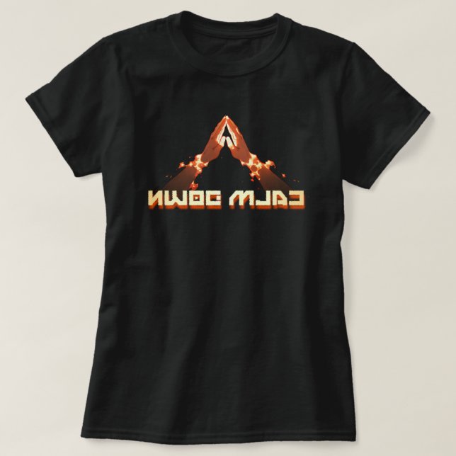 Camiseta Acalme-Se! Espelho Imagem reversa tipografia (Frente do Design)
